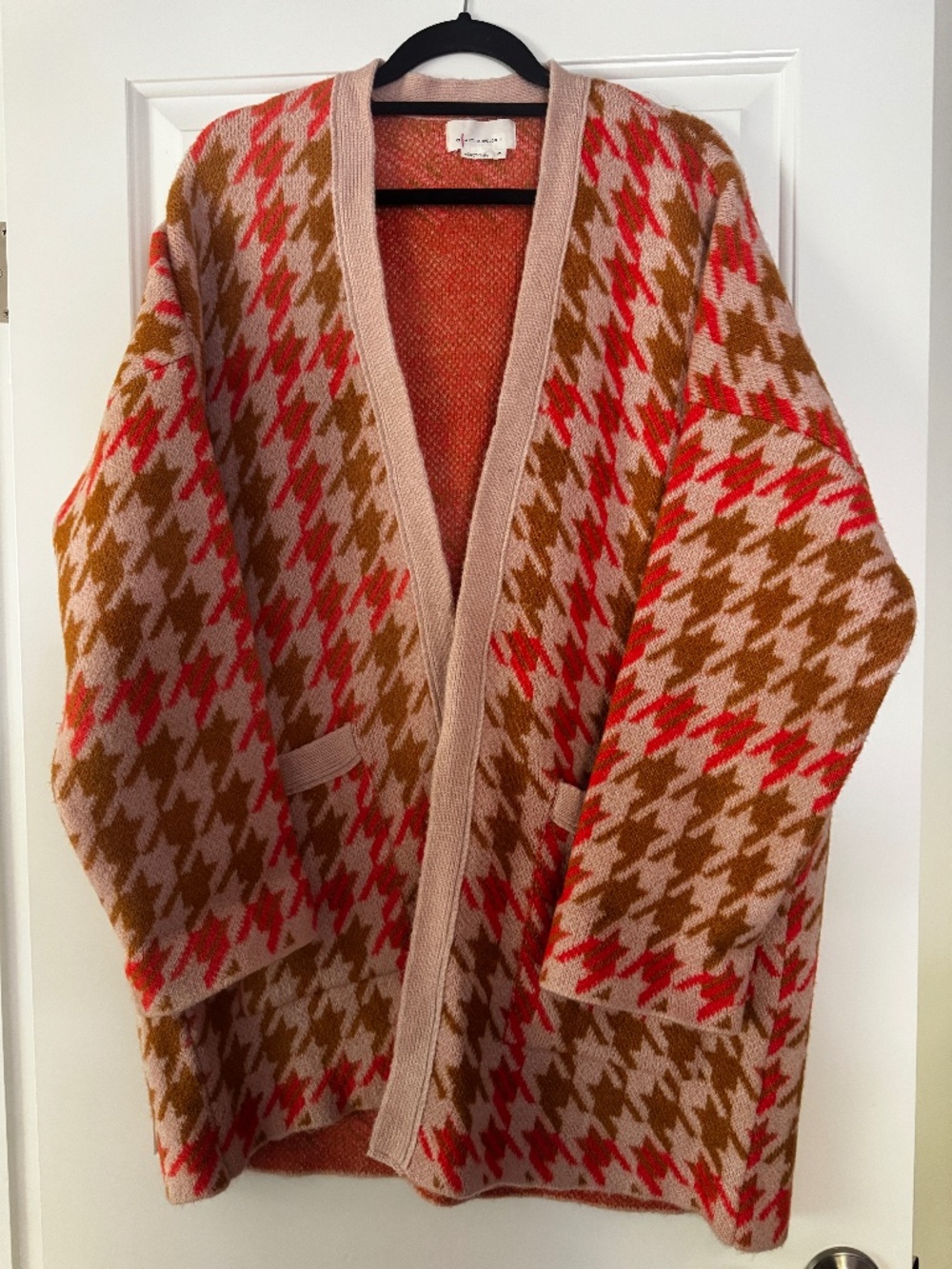 Anthropologie Women's Open Front Cardigan w/Pockets - Fall Houndstooth - Size 1X